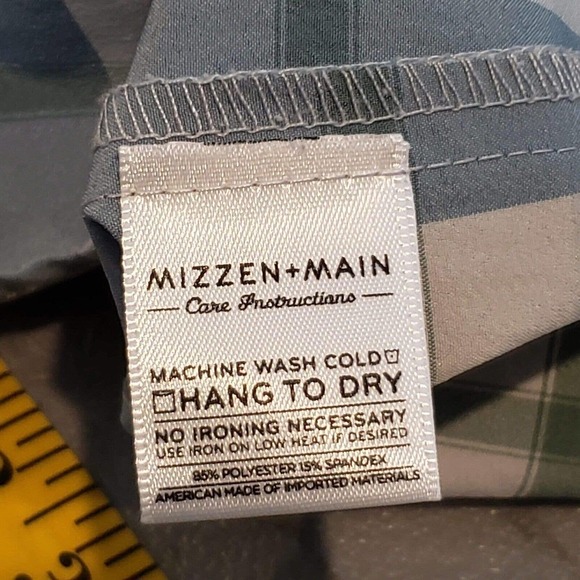 Mizzen+Main Men’s XXL Trim Fit Long Sleeve Button Down Shirt Plaid Blue - Picture 7 of 10